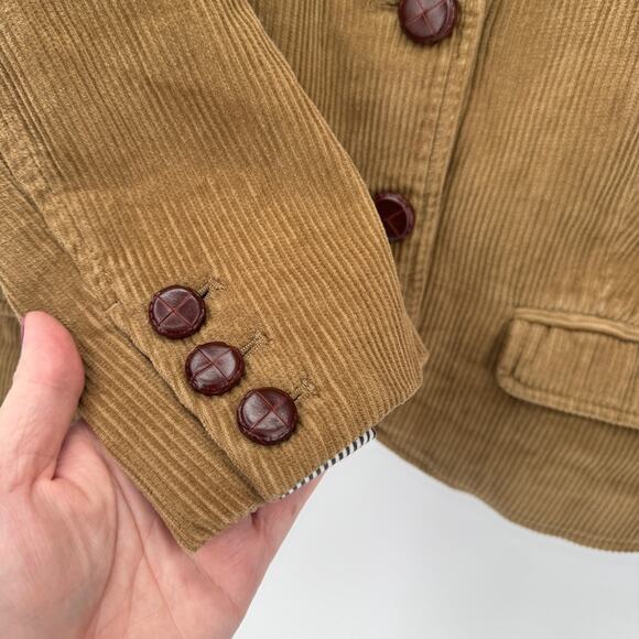 Abercrombie & Fitch Corduroy Blazer Womens Medium Cropped Brown Academia Preppy - Picture 5 of 9
